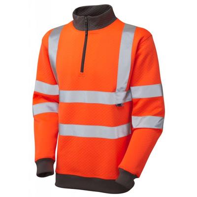 Sweatshirt Halv-Zip Varsel Orange S